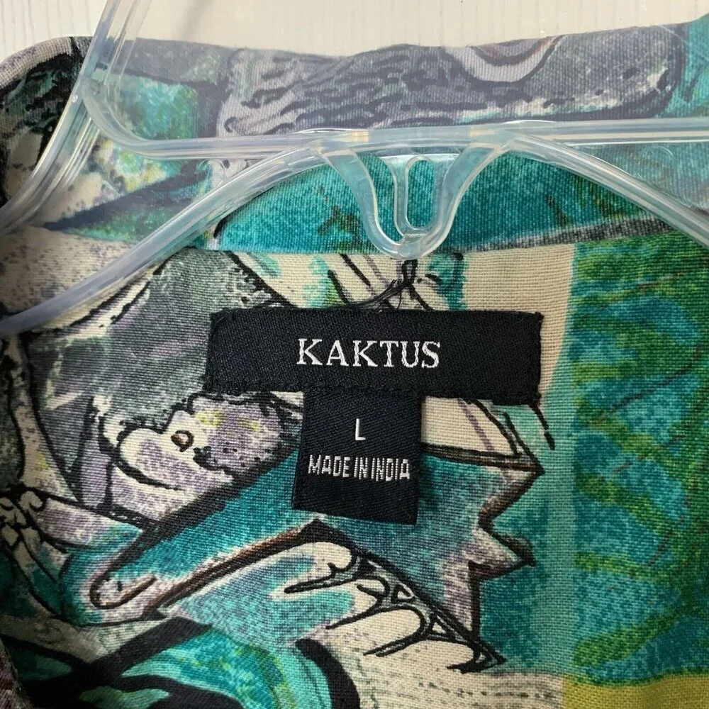 Kaktus Picasso Modernist Jacket Blazer 3/4 Sleeve Linen Women’s Large Lined